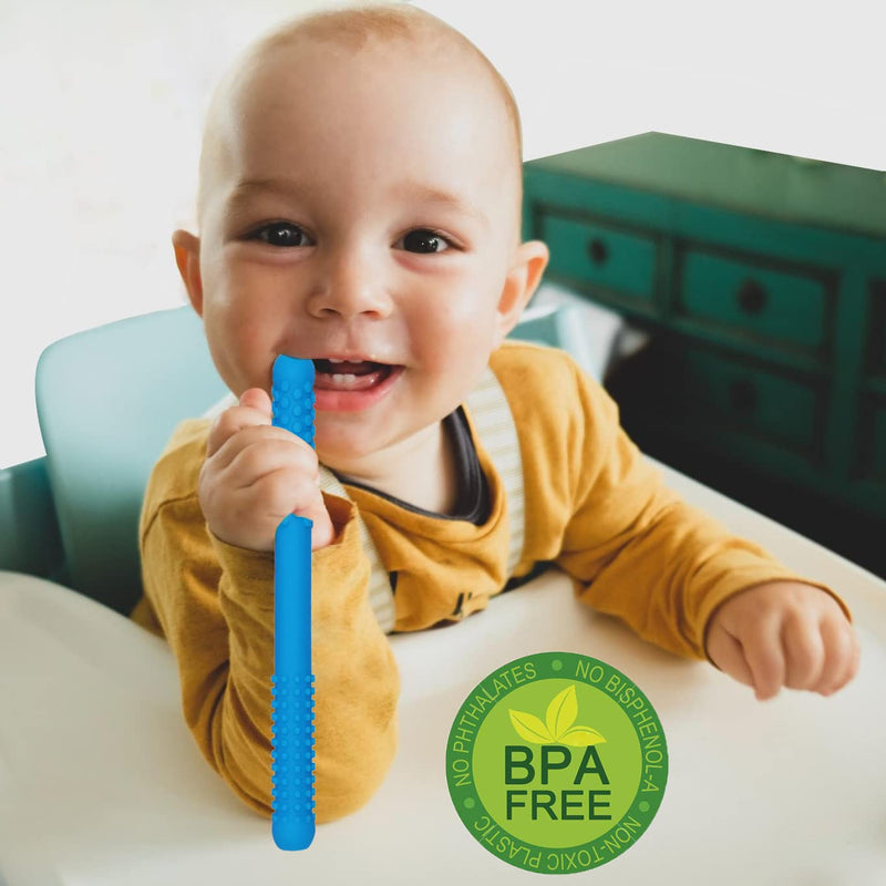Hollow Teething Tubes Toys for Babies Girls and Boys (5 Pack), Silicone Baby Teether Toy Tube for Infants with Nursing Biting Chewing, Teething Straws for Toddlers