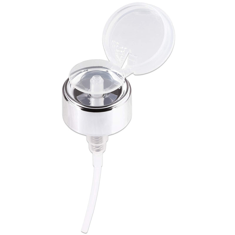 PANA Professional 3.3 oz. Silver Side Lid with Clear No-Labeled Push Down Liquid Pumping Dispenser Empty Bottle