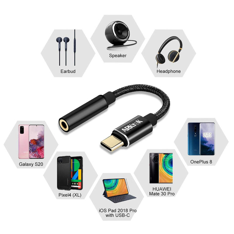 USB C to 3.5MM Audio Adapter - USB Type C to AUX Headphone Jack Hi-Res DAC Cable Adapter for Pixel 4 Samsung Galaxy S21 S20 Ultra S20+ Note 20 OnePlus 7T and More
