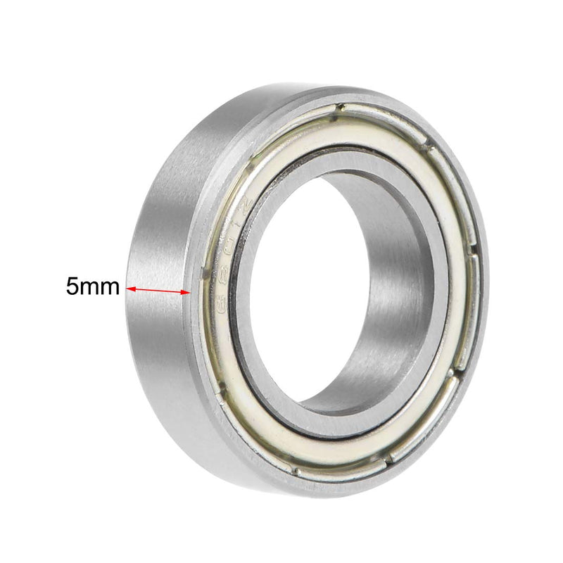 uxcell 6801ZZ Deep Groove Ball Bearing 12x21x5mm Double Shielded Chrome Steel Bearings 2-Pack