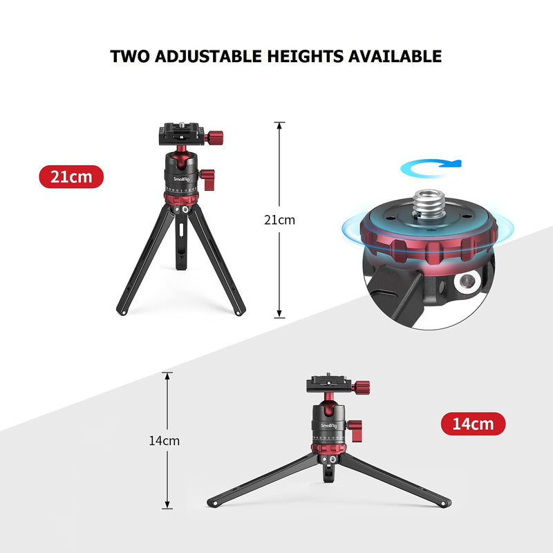 SmallRig Tripod for iPhone Desktop Mini Tripod - Aluminum Alloy 20 inches/ 50 cm with 360 Degree Ball Head, 1/4 inch Quick Shoe Plate for Vlogging DSLR Camera Video, Load up to 11 pounds 3033