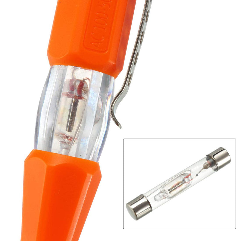 uxcell Voltage Tester AC 100-500V with 3mm Slotted Screwdriver with Clip for Circuit Test, Orange, Pack of 2