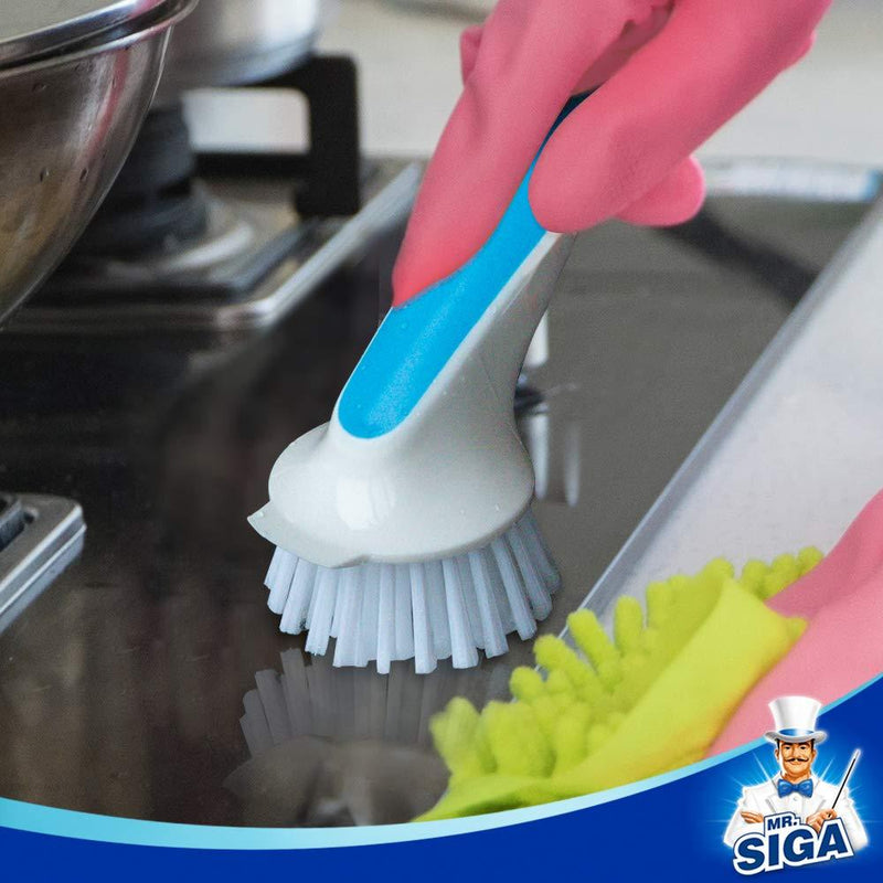MR.SIGA Pot and Pan Cleaning Brush - Pack of 2 White & Blue - 2 Pack