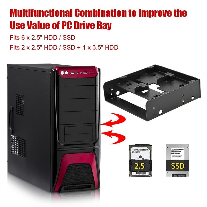 Zerone 5.25'' to 3.5''/ 2.5'' Bay Adapter 5.25" Floppy-Drive to Dual 2.5 x 3.5 HDD/SSD Bay Cover Computer Mounting Bracket Kit for PC