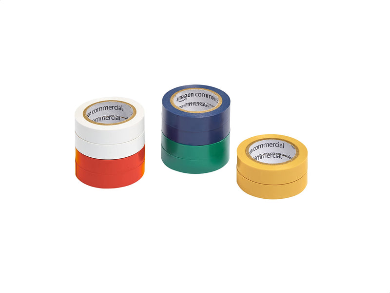 AmazonCommercial Electrical Tape, 1/2-inch by 6.66-yard, Multi-Color, 10-Pack 0.5" * 6.66 yards Pack of 10