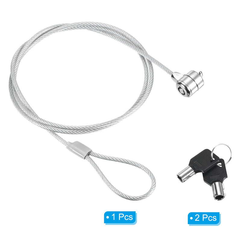 PATIKIL Laptop Cable Lock 4 Ft Security Cable, Hardware Anti Theft Lock with 2 Keys for Computer Monitors Notebook Other Devices, Silver 1 1.2m