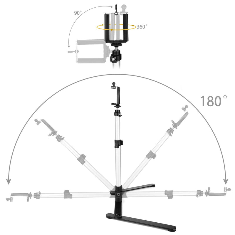 ChromLives Photo Copy Stand Pico Projector Stand with Phone Clamp Overhead Phone Mount Phone Stand Mini Tripod Adjustable Tabletop Monopod Stand Compatible with Smart-Phone Pic Projector