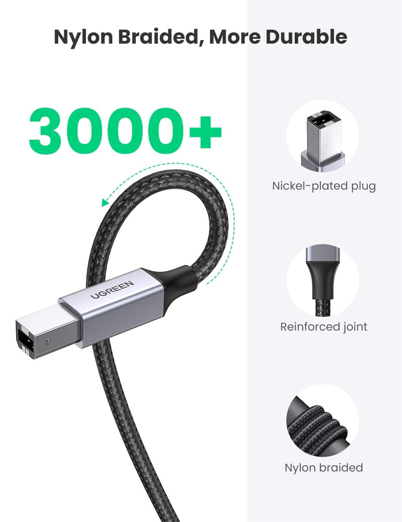 UGREEN USB A to B Printer Cable - USB 2.0 A-Male to B-Male Printer Cord High Speed Compatible with Epson, HP, Canon, Brother, Lexmark, Dell, Xerox, Samsung, Piano, DAC and More 6 FT 6FT