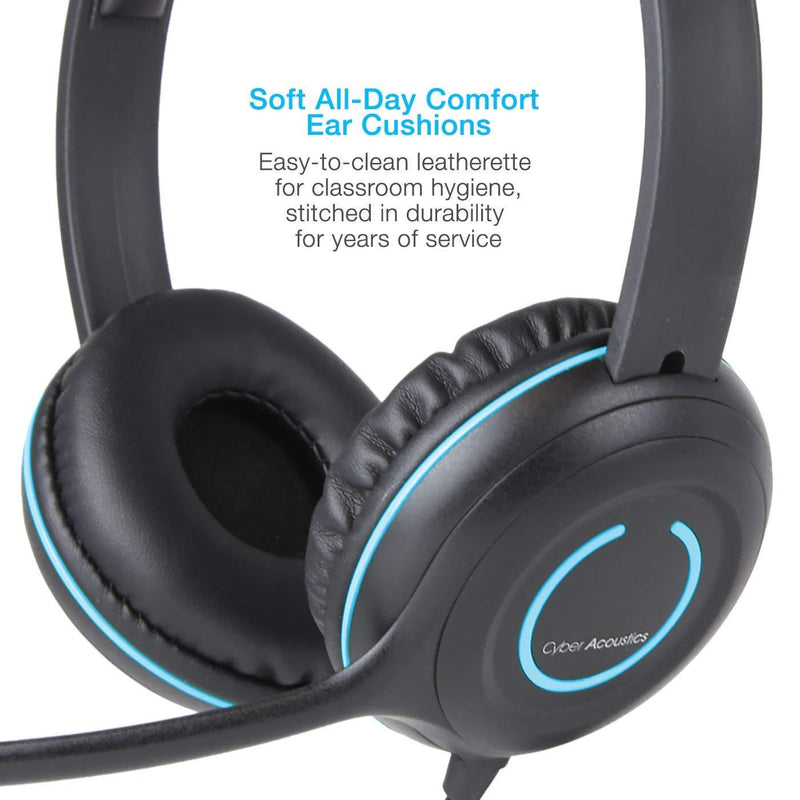 Cyber Acoustics Stereo USB Headset, in-line Controls for Volume & Mic Mute, Noise Cancelling Mic & Adjustable Mic Boom for PC & Mac, Perfect for Classroom, Home or Office (AC-5008A) 1 Unit