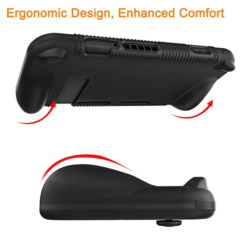 FINTIE Silicone Case Compatible with Nintendo Switch - Soft [Anti-Slip] [Shock Proof] Protective Cover with Ergonomic Grip Design, Drop Protection Grip Case (Black) Black