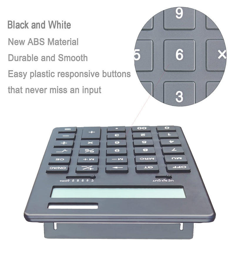 Office Calculator,BESTWYA 12 Digit Dual Power Business Handheld Desktop Calculator (Black and White,2 Pieces) (Black and White)