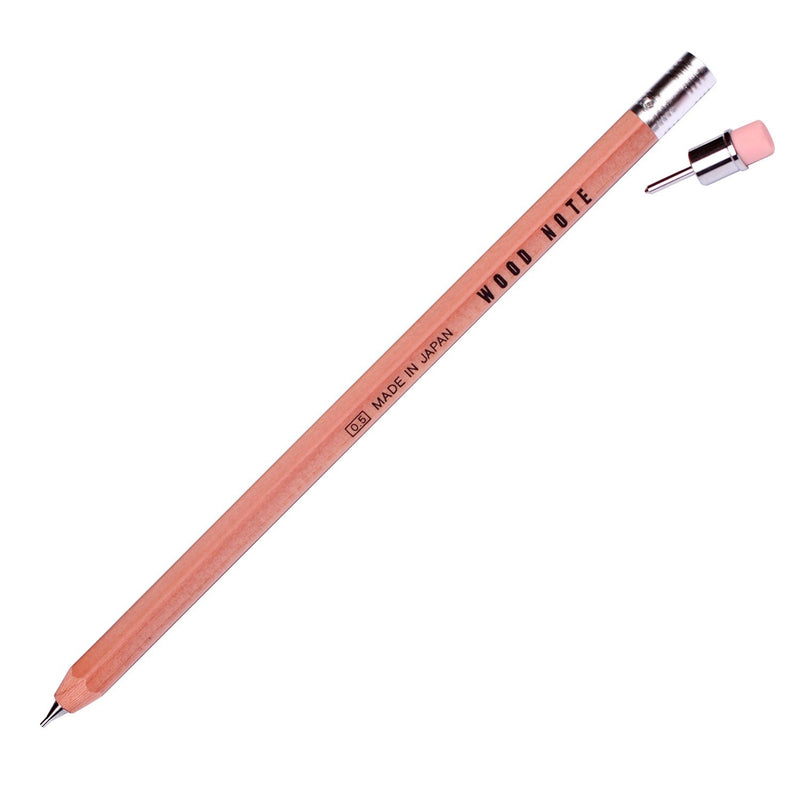 Kitaboshi Woodcase Note W-300R Mechanical Pencil 0.5mm (Pack of 3 Pencils)