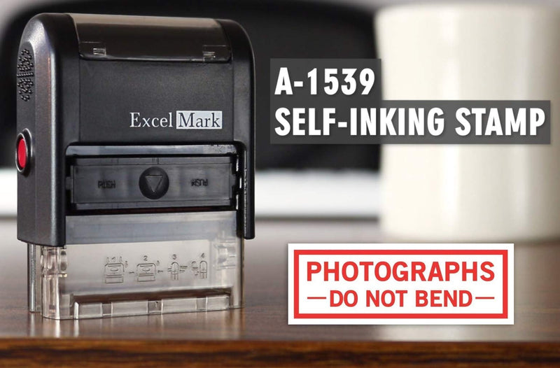 Photographs DO NOT Bend - ExcelMark Self-Inking Rubber Stamp - A1539 Red Ink