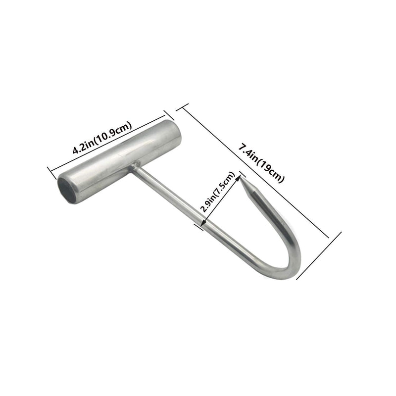 2-Pack Stainless Steel T Hooks T-Handle Bacon Meat Boning Hook for Kitchen Butcher Grilling Shop Restaurant BBQ and Sausages Tool