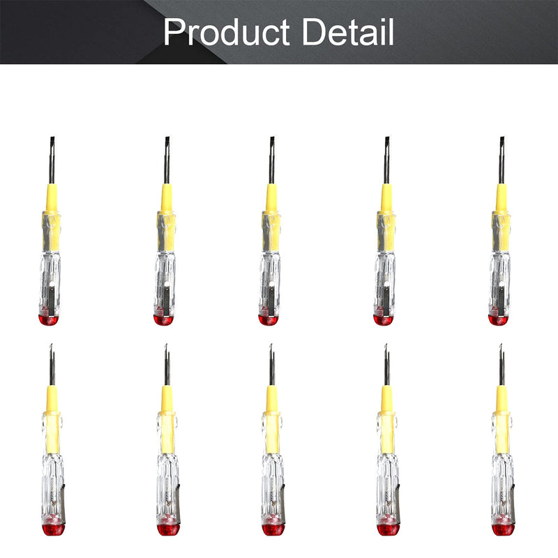 Fielect 10pcs Tester Screwdriver, Circuit Tester Pen Electric Contact Voltage Tester Dual Head Slot Phillips Screwdriver Detector 100-500V