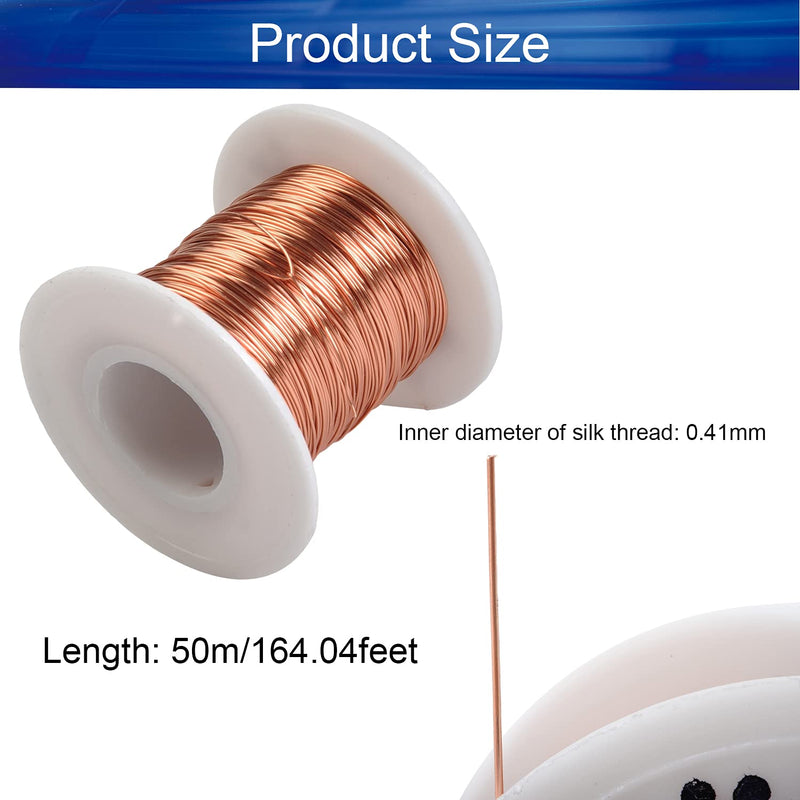 Heyiarbeit 25 AWG Magnet Wire Enameled Copper Wire Enameled Magnet Winding Wire 164 ft 0.0161" Diameter Temperature Rating 155℃ Magnetic Coil for Motors Transformers Inductors Inner Dia: 0.41mm,Length: 164Ft 1