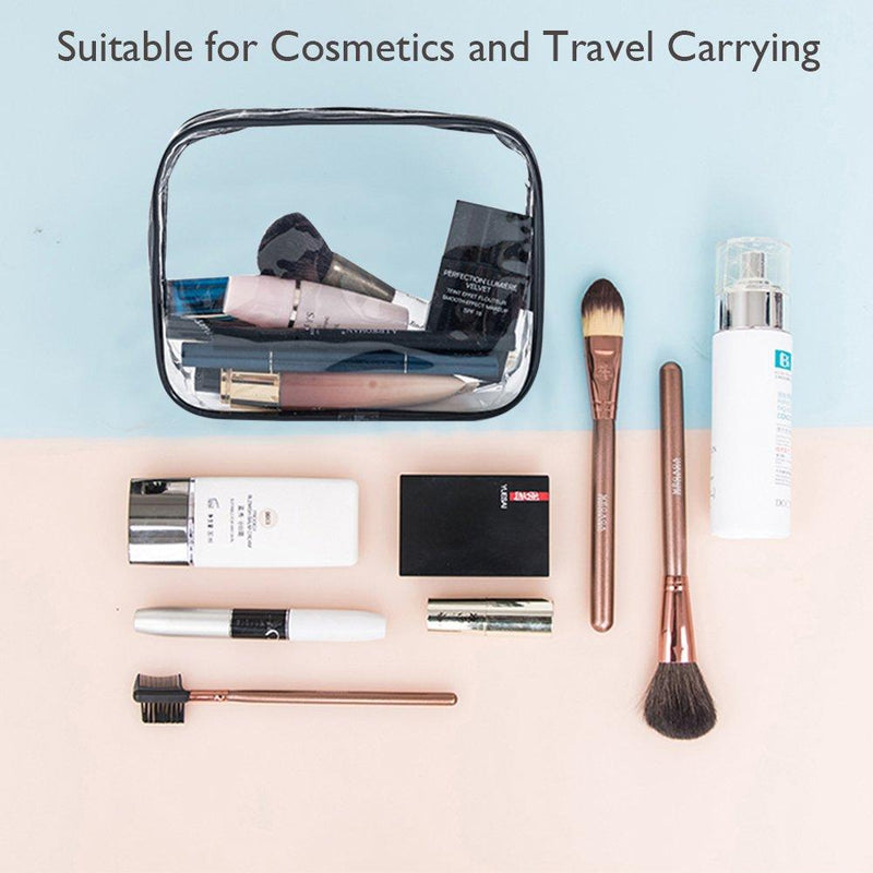 Clear Makeup Bags, APREUTY TSA Approved 6 Pcs Cosmetic Makeup Bags Set Clear PVC with Zipper Handle Portable Travel Luggage Pouch Airport Airline Vacation Organization (Clear)