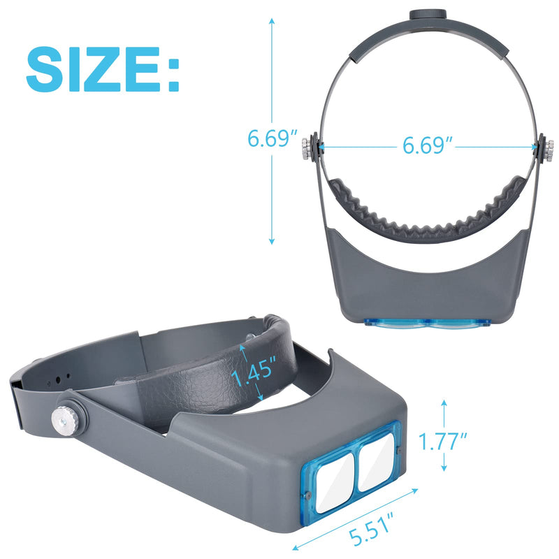 Head Mount Magnifier Optivisor Jewelers Magnifying Glasses 1.5X 2X 2.5X 3.5X Optical Headset Magnifying Visor Reading Magnifier Jeweler Loupe with 4 Lens Close Work Magnifier Headset for Electronics