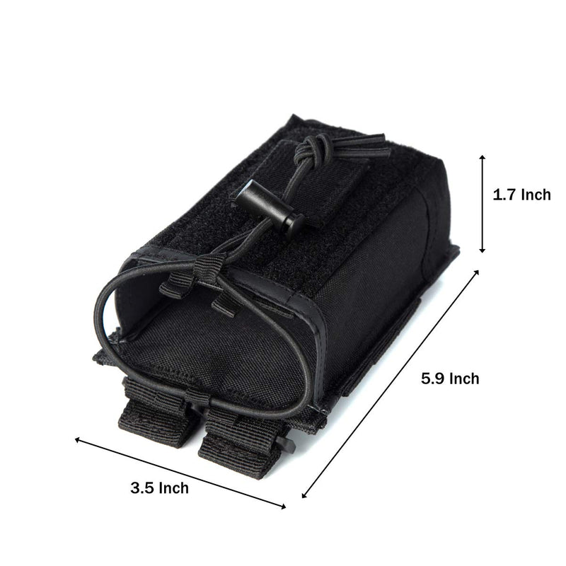 Radio Holder Radio Pouch Molle Radio Holster Tactical Radio Holder Radio Case Duty Belt Accessories Military Heavy Duty Radio Bag for Walkie Talkies Adjustable Storage with Patch（Punisher Skull Flag） Skull Flag Patch