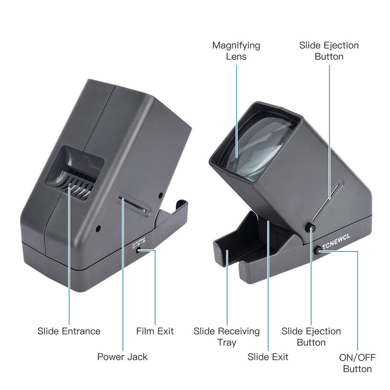 TCNEWCL 35mm Slide Viewer, 3X Magnification and LED Lighted Illuminated Viewing, Suitable for 35mm Slides and Film Negatives, Battery or USB Powered Operation