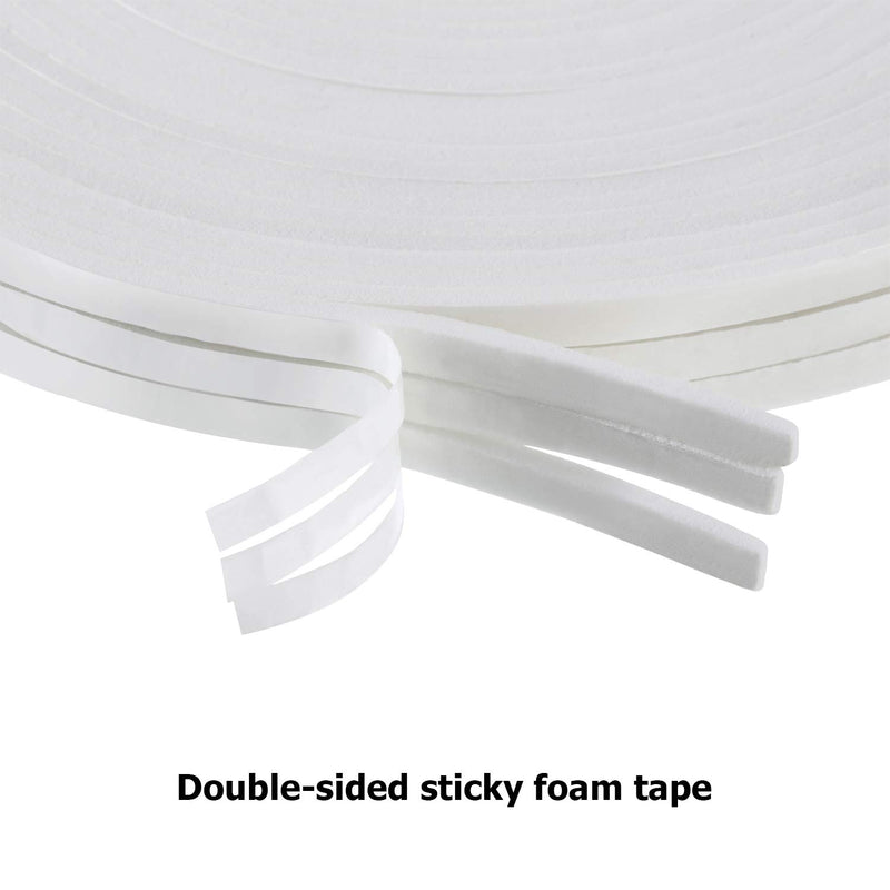 3 Rolls Foam Mounting Tape White PE Double Sided Foam Tape Foam Adhesive Tape (1/4 Inch Wide by 32.8 Feet Long Each Roll) 1/ 4 Inch Wide by 32.8 Feet Long Each Roll