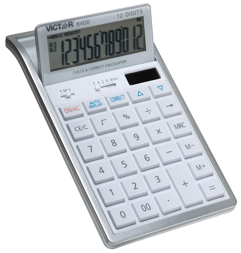 Victor 12-Digit Check and Correct Desk Calculator, White