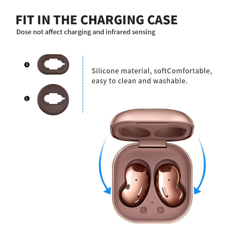 [8 Pairs] for Galaxy Buds Live Ear Tips,Woocon Anti-Slip/Dust Silicone Ear Tips Ear Cushion Ear Gel Accessories Compatible with Samsung Galaxy Buds Live - S/L (Rose Gold) Rose Gold / 8 Pairs