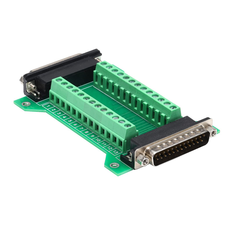 Jienk 1Pcs DB25 Male to Female Terminal Breakout Board, RS232 D-SUB Serial to 25pin Port Terminal Block Gender Changer Connector DB25 Male to Female（1pcs）