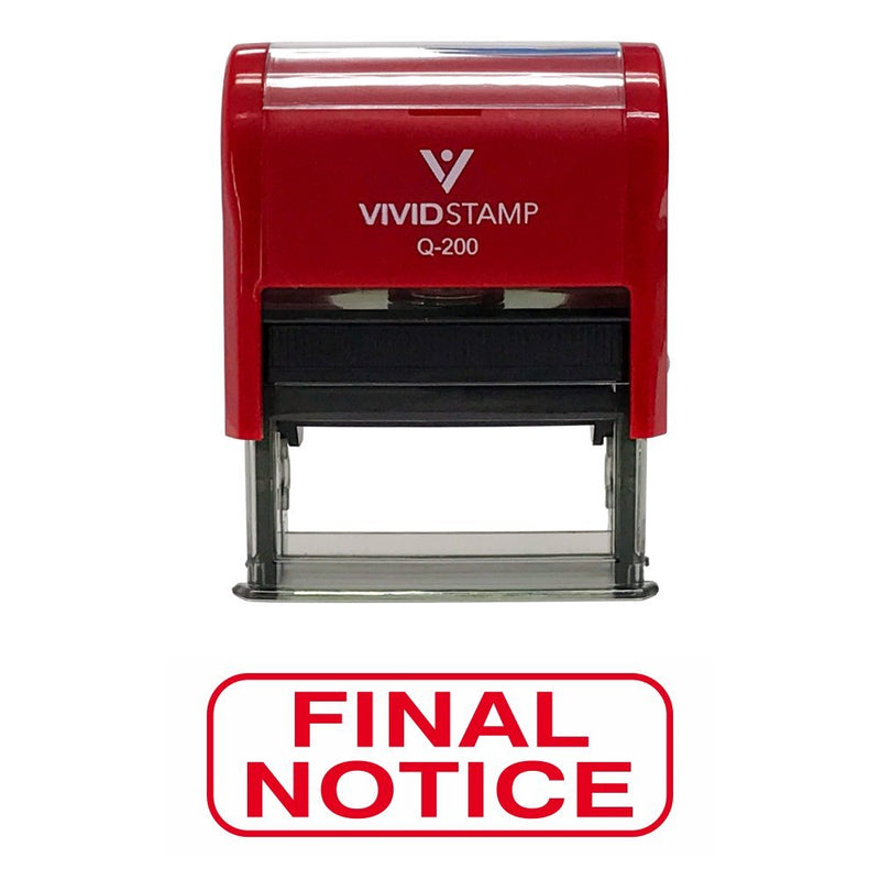 Final Notice Office Self-Inking Office Rubber Stamp (Red) - Medium 9/16" x 1-1/2" Medium Red