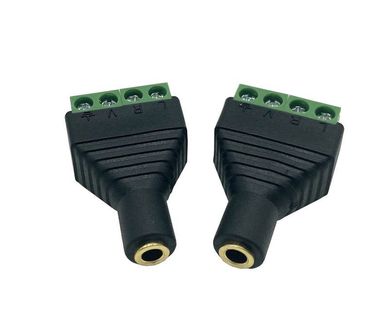 Dafensoy 3.5mm Screw Terminals are Free of Soldering,3.5mm (1/8) Stereo TRRS Female to AV 4 Pin Female Screw Port Audio Converter Adapter.2-Pack (3.5mm TRRS F to AV 4Pin F) 3.5mm TRRS F to AV 4Pin F