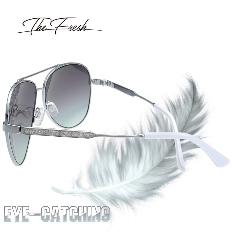 Classic Crystal Elegant Women Beauty Design Sunglasses Gift Box L165-silver Grey / Green