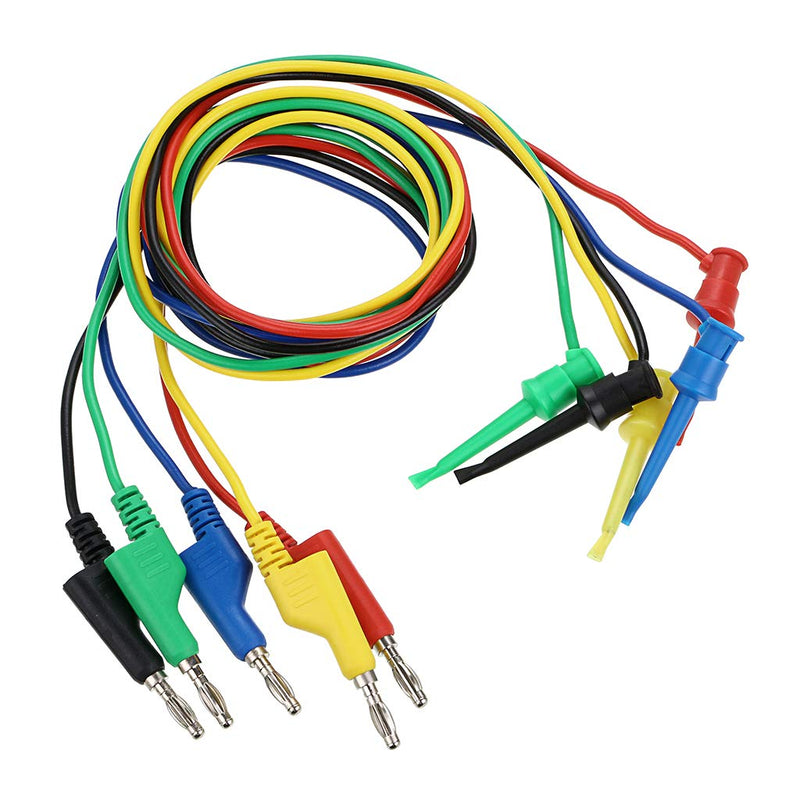 Sumnacon 39 Inch Multimeter Test Lead Set - 5 Pcs Stackable Banana Plug to Minigrabber Test Hook Wire Cable Kit with Protective, Flexible Wire Leads for Electrical Testing 500V/5A