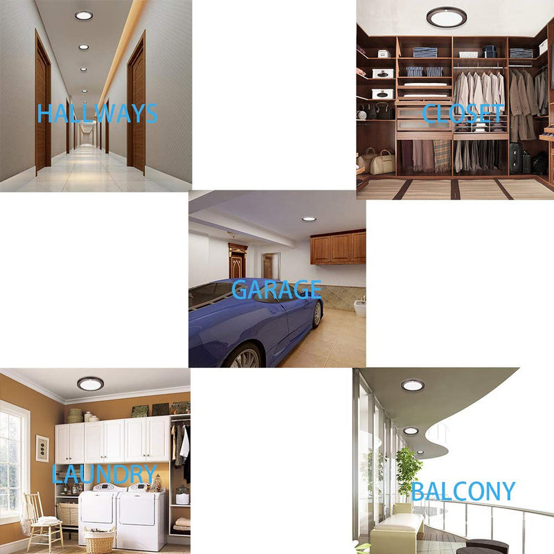 Youtob Motion Sensor Light LED Ceiling Light with 30s/180s Timeout Adjustable 3 Colors,15W 1500lm Round Lighting Fixture for Porches, Closets, Stairs(3000k/4000k/5000k Available) (Bronze) Bronze