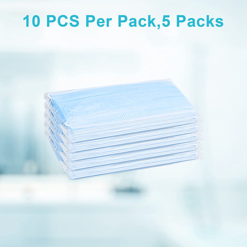 TomrickCare Adult Face Masks Disposable 50 PCS,3 Ply blue 50pcs