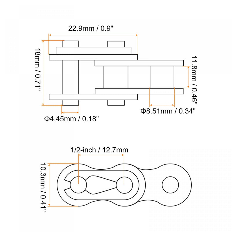 uxcell 10Pcs Chain Master Connector Link Roller, 1/2" Pitch Carbon Steel, Standard Connecting Split Links for 08B Chain