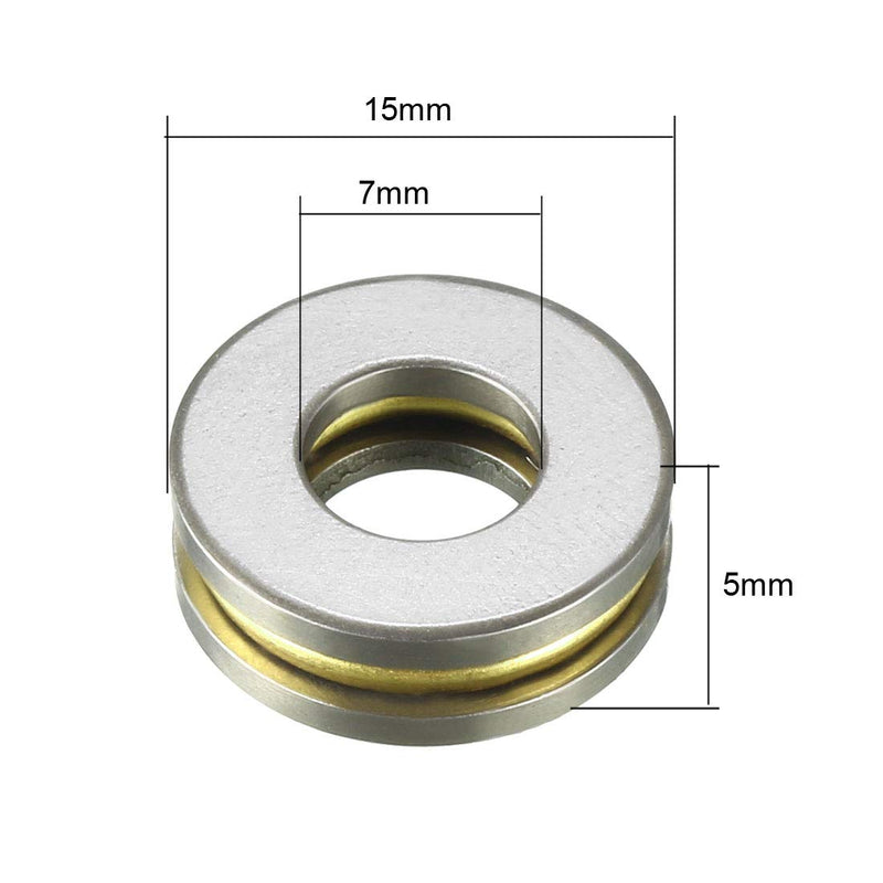 uxcell F7-15M Thrust Ball Bearings 7mm x 15mm x 5mm Chrome Steel Single Direction 4pcs