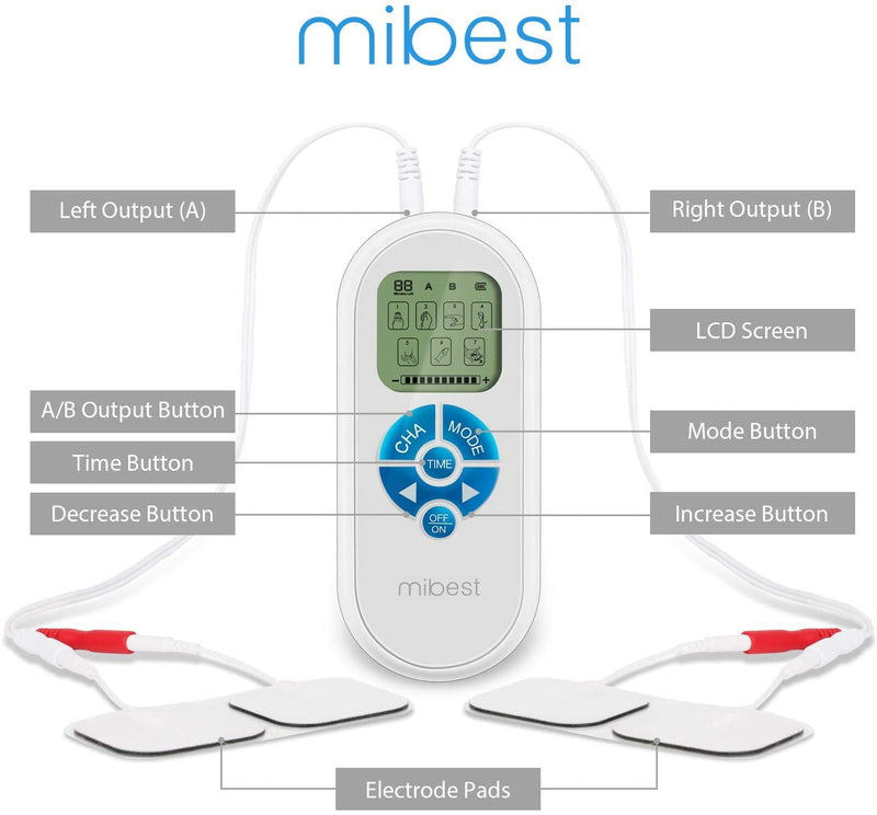 MIBEST Portable TENS Unit - Electronic Pulse Massager - Muscle Stimulator Machine for Women and Men - EMS Electrotherapy Muscle Stimulator - Electronic Pulse Stimulator