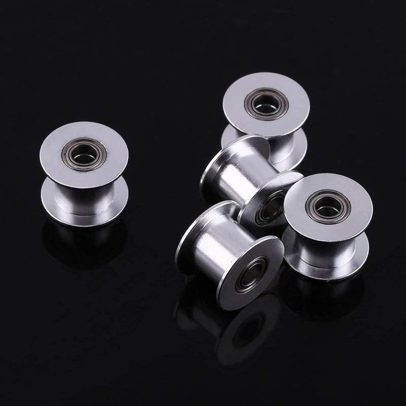 5pcs Synchronous Pulley, 10mm Smooth Roller Gt2 Aluminum Pulley for 3D Printer Accessories Belt Width 10mm Timing Belt