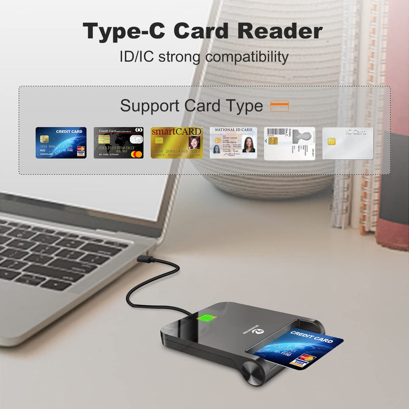 ZOWEETEK CAC Reader USB C, CAC Card Reader Military, DOD Military USB Common Access CAC, Compatible with Windows, Mac OS and Linux (Type C)