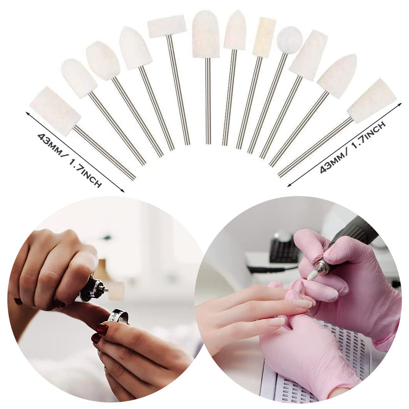 Woohome felt polishing attachment, pack of 12 polishing discs with shaft for drill polishing attachment, polishing disc, polishing heads, rotary tool accessories for wood, jewelry, polishing, cleaning
