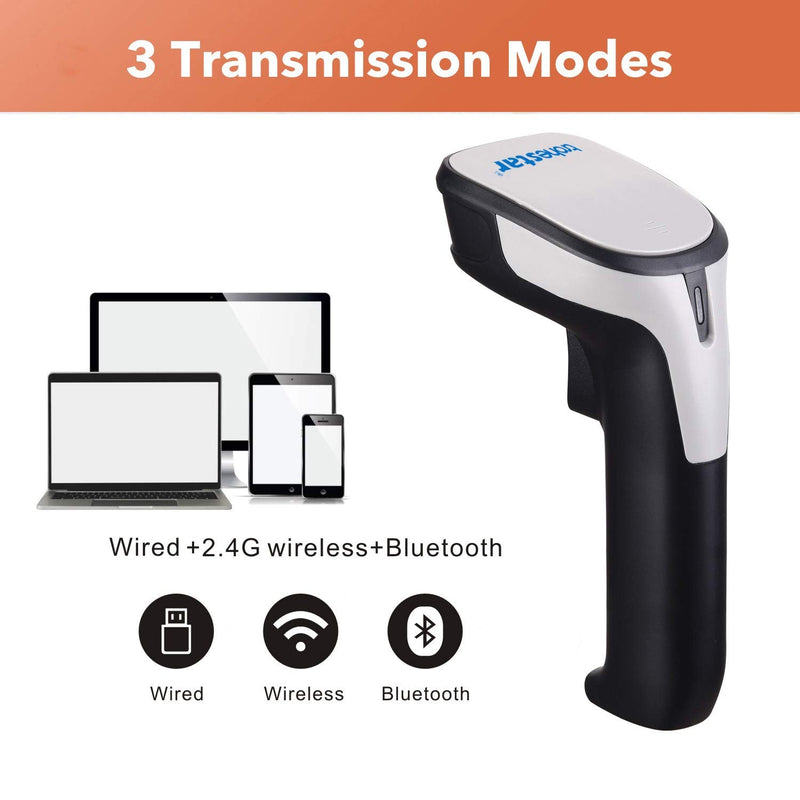 Trohestar Wireless Barcode Scanner, 1D Bar Code Scanner Compatible with Bluetooth Function & 2.4GHz Wireless & Wired Connection, Handheld CCD Bar Code Reader Work with Windows Mac Android iOS CCD barcode scanner