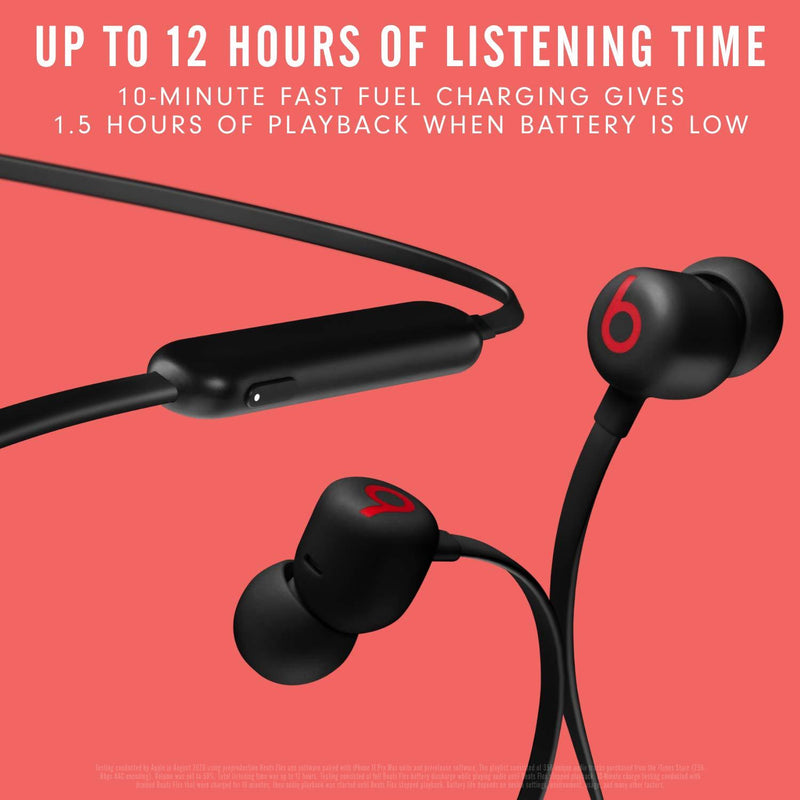 Beats Flex Wireless Earbuds â€“ Apple W1 Headphone Chip, Magnetic Earphones, Class 1 Bluetooth, 12 Hours of Listening Time, Built-in Microphone - Black Beats Black