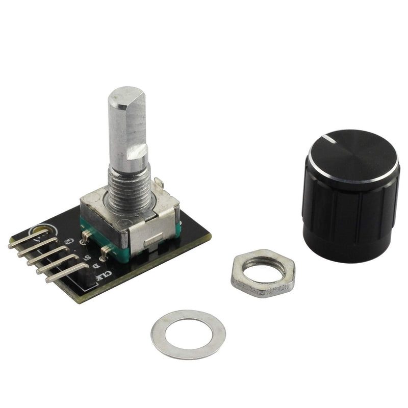 Tegg 2 PCS KY-040 360 Degree Rotary Encoder Module Brick Sensor clickable Switch with Knob Cap for Arduino