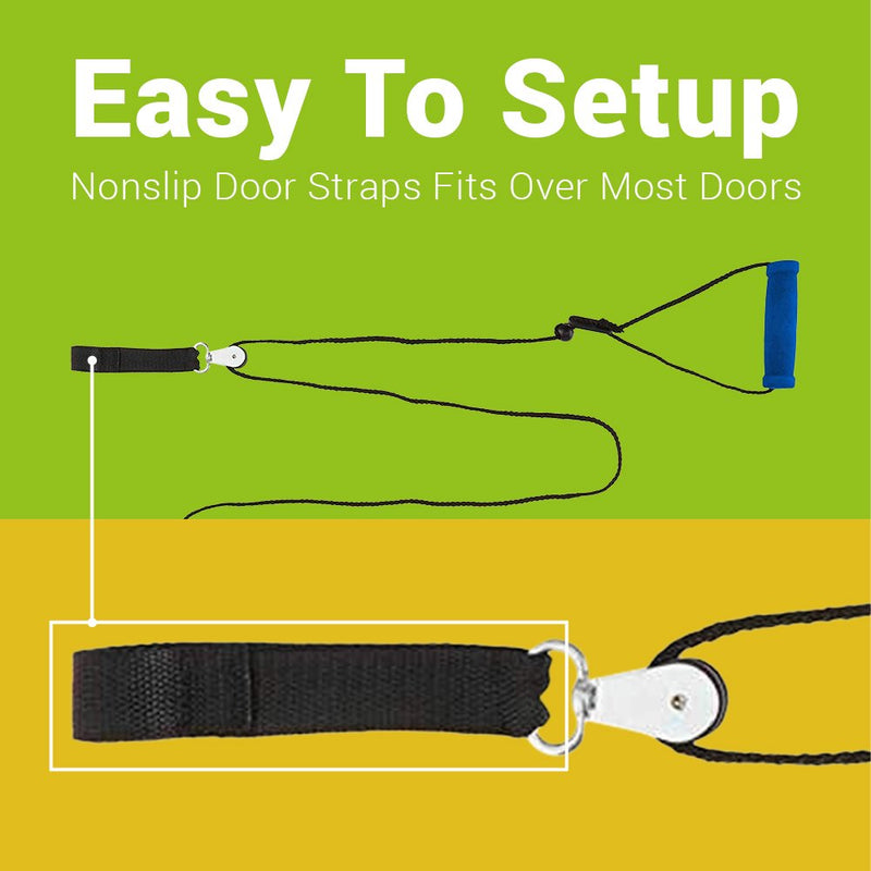BodyHealt Overhead Shoulder Pulley - Door Exercise Equipment for Back Workout & Arm Exercise. Exercise Pulley Over The Door for Shoulder Rehab. Range of Motion Exerciser & Rehab Pulley System (Strap)