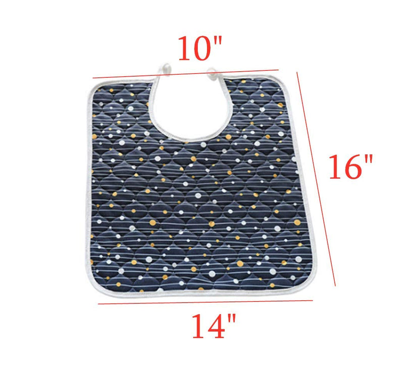 Mediss Cotton Absorbent Adult Bib - Mealtime Clothing Protector Daily Living Eating Aids Accessories for Elderly Parkinson Disabled, Seniors, Handicapped, Black Green, Large