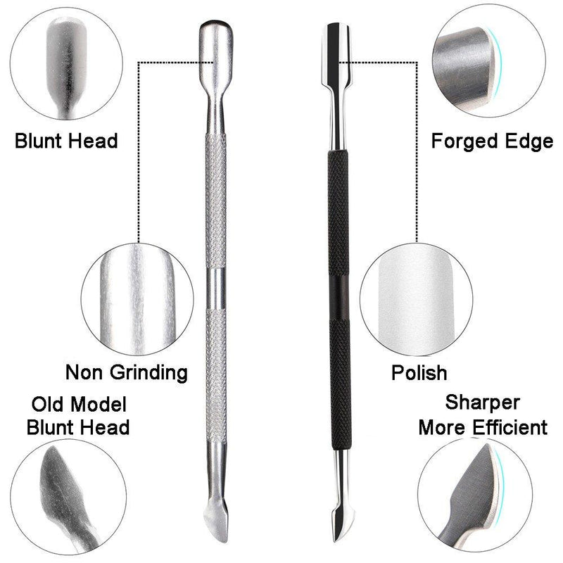 Cuticle Trimmer with Cuticle Pusher - Ejiubas Cuticle Remover Cuticle Nipper Professional Stainless Steel Cuticle Cutter Clipper Durable Pedicure Manicure Tools for Fingernails and Toenails Black Cuticle Nipper & Pusher