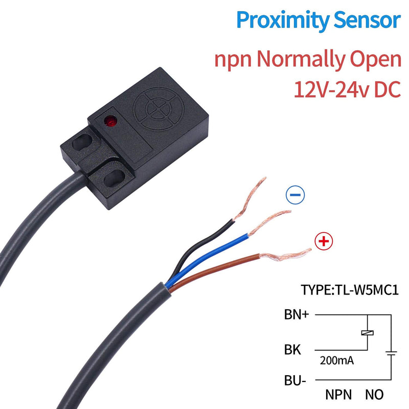 Taiss/NPN NO Induction Distance 5mm Inductive Proximity Sensor Detection Switch DC 12-24V 200mA 3-Wire TL-W5MC1