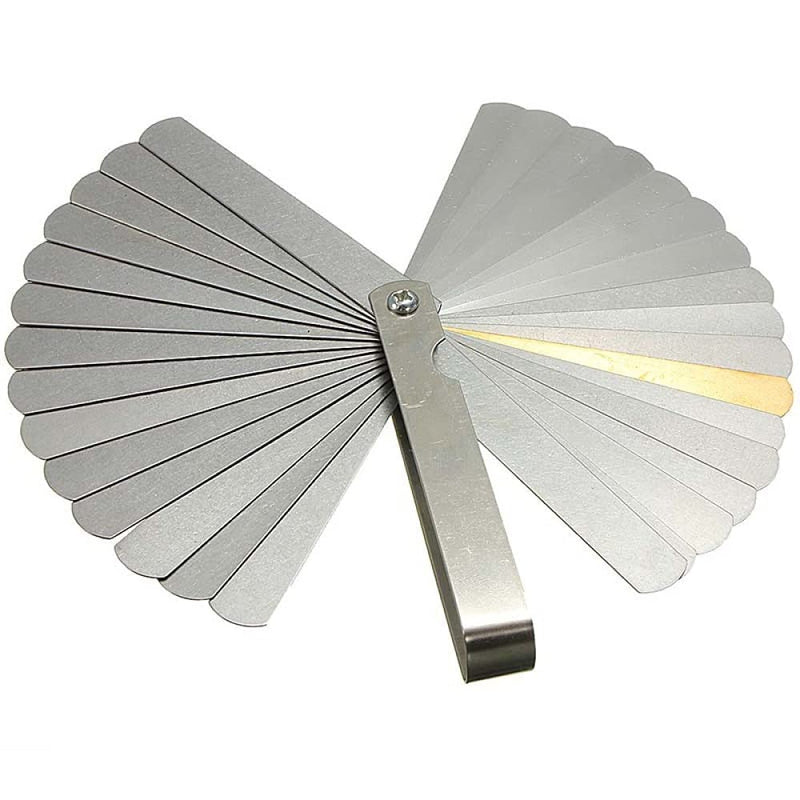 Mayata 2 Pieces Stainless Steel Removable Feeler Gauge Dual Marked Metric and Imperial Gap Measuring Tool (32 Blades Feeler Gauge, 16 Blades Feeler Gauge) Silver 32 Blades Feeler Gauge, 16 Blades Feeler Gauge