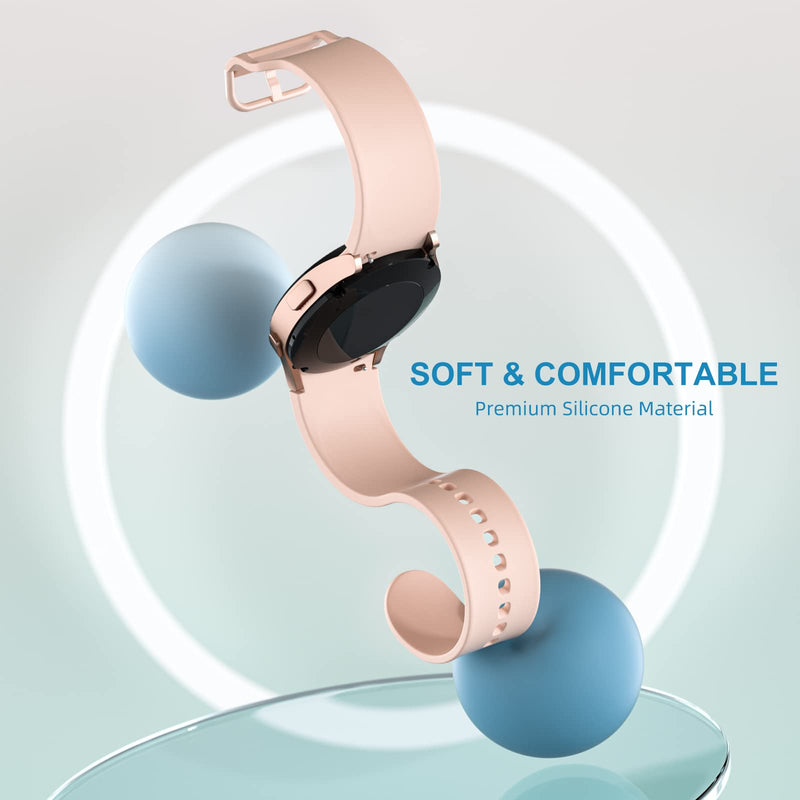 Lerobo Compatible for Samsung Galaxy Watch 4 Band/Galaxy Watch 5 Band 40mm 44mm/Galaxy Watch 5 Pro Band 45mm/Samsung Watch 4 Bands Classic 46mm 42mm, No gap Replacment Sport Strap Women Men, 5 Pack Black/Gray/Purple/Wine/Pink Sand