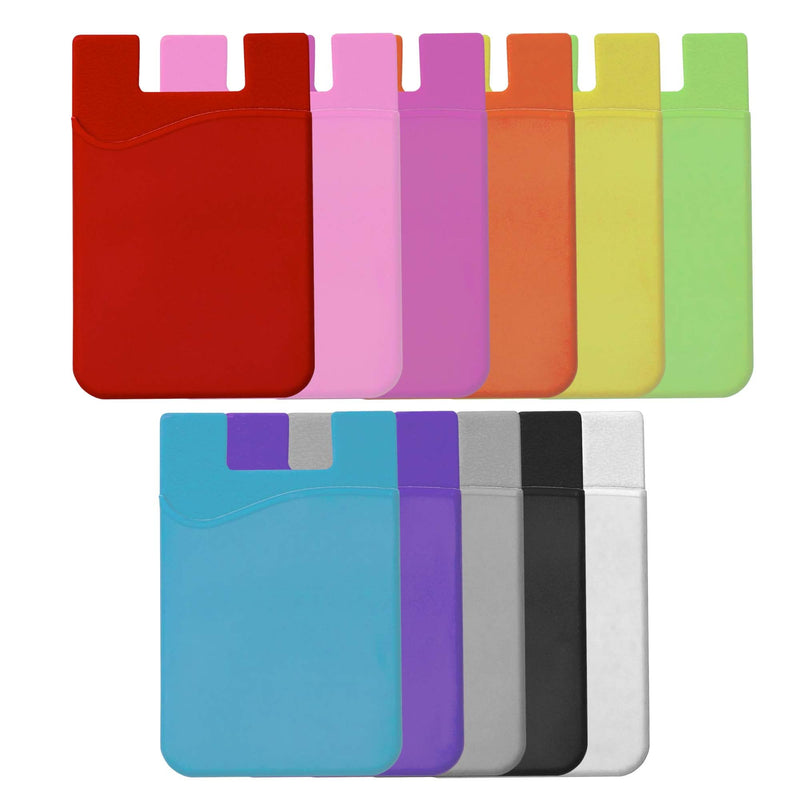 Silicone Phone Card Holder Pocket, Stick On Wallet, Adhesive Credit Card Pouch, Compatible with iPhone & Samsung Galaxy - Black